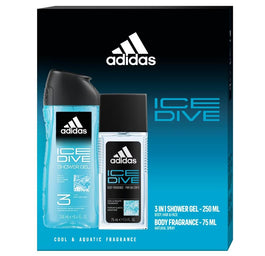 Adidas Ice Dive zestaw dezodorant do ciała 75ml + żel pod prysznic 250ml
