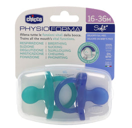 Chicco PhysioForma Soft smoczek silikonowy uspokajający 16-36m Niebieski 2szt.