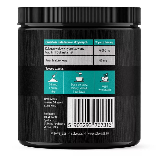 Solve Labs Collagen Peptides kolagen wołowy suplement diety w proszku 180g