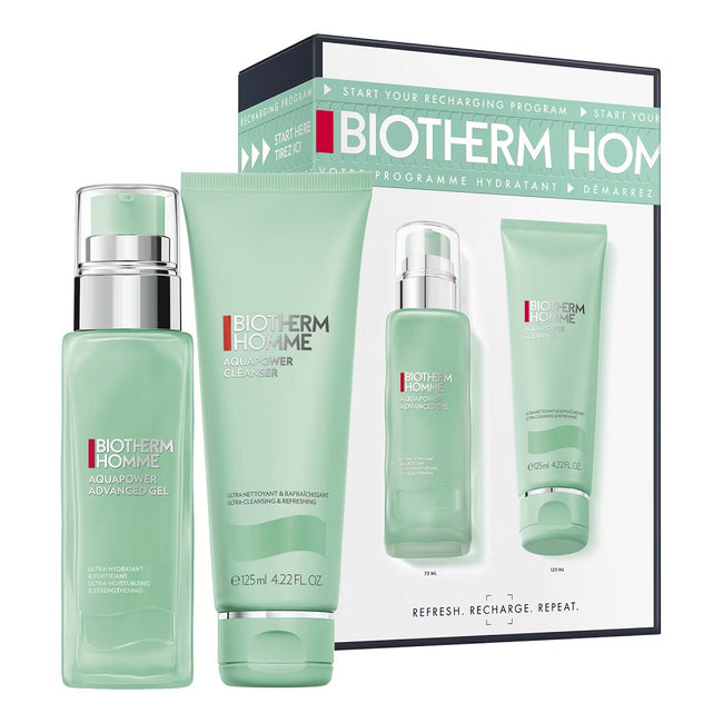 Biotherm Homme Aquapower zestaw żel do mycia twarzy 125ml + nawilżający żel do twarzy 75ml