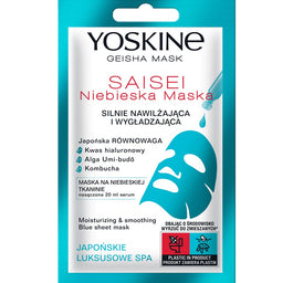 Yoskine Geisha Mask maska w płachcie na niebieskiej tkaninie saisei 20ml