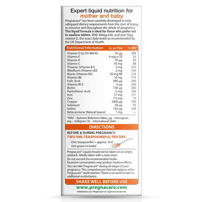 Vitabiotics Pregnacare Liquid suplement diety w syropie dla kobiet w ciąży 200ml