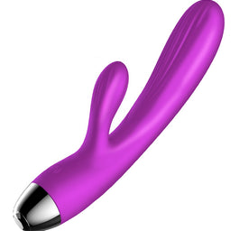 B-Series Fox Silicone Vibrator and Pulsator wibrujący i pulsujący wibrator królik z funkcją grzania Purple