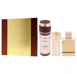 Al Haramain Amber Oud Gold Edition zestaw woda perfumowana spray 75ml + woda perfumowana spray 30ml + dezodorant spray 200ml