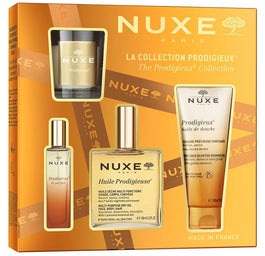 Nuxe The Prodigieux Collection zestaw suchy olejek regenerujący 100ml + perfumy 15ml + olejek pod prysznic 100ml + świeca zapachowa 60g