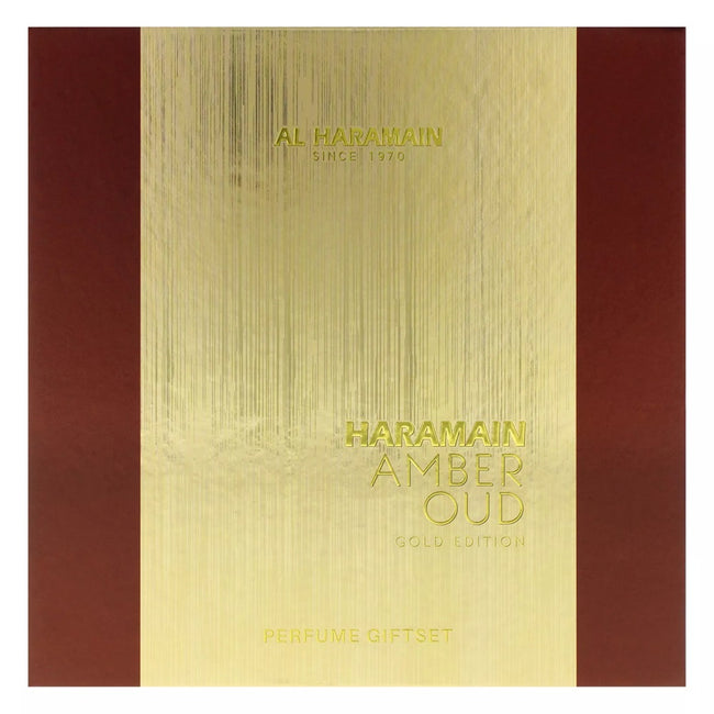 Al Haramain Amber Oud Gold Edition zestaw woda perfumowana spray 75ml + woda perfumowana spray 30ml + dezodorant spray 200ml
