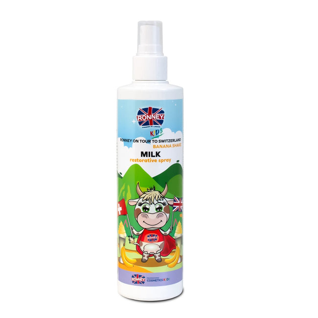 Ronney Kids On Tour To Switzerland Milk Restorative Spray mleczko do włosów dla dzieci Banana Shake 285ml