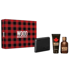 Dsquared2 Wood Pour Homme zestaw woda toaletowa spray 100ml + żel pod prysznic 100ml + portfel