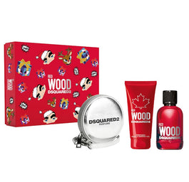 Dsquared2 Red Wood Pour Femme zestaw woda toaletowa spray 100ml + żel pod prysznic 100ml + portfel