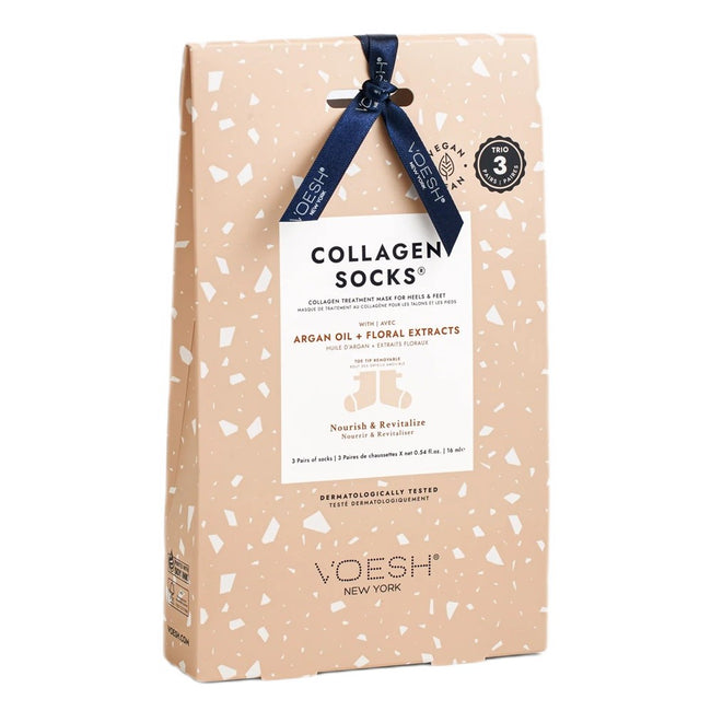 VOESH Collagen Socks Trio maska kolagenowa do pięt i stóp 3 pary skarpetek