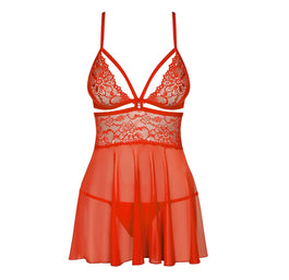 Obsessive 838-BAB-3 babydoll i stringi Red S/M