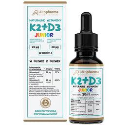 AltoPharma Junior Naturalne Witaminy K2+D3 suplement diety w kroplach 30ml