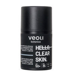 Veoli Botanica Hello Clear Skin szerokopasmowy lekki krem ochronny przeciw fotostarzeniu z prebiotykami 0.5% i wąkrotą azjatycką 1% SPF50+ 50ml