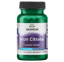 Swanson Iron Citrate 25 mg suplement diety uzupełniający niedobory żelaza 60 kapsułek