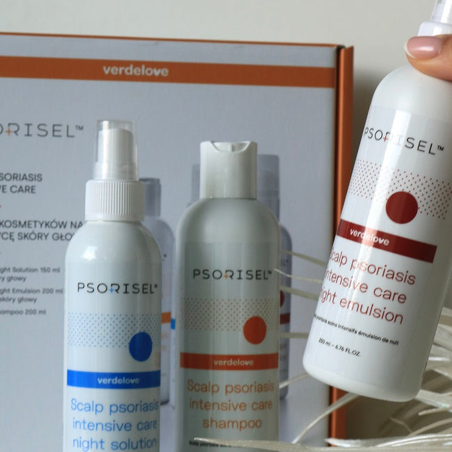 Psorisel Zestaw szampon na łuszczycę skóry głowy 200ml + emulsja na łuszczycę skóry głowy 200ml + płyn do skóry głowy na łuszczycę 150ml