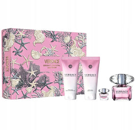 Versace Bright Crystal zestaw woda toaletowa spray 90ml + woda toaletowa 5ml + balsam do ciała 100ml + żel pod prysznic 100ml
