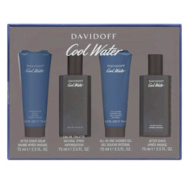 Davidoff Cool Water Men zestaw woda toaletowa spray 75ml + balsam po goleniu 75ml + żel pod prysznic 75ml + woda po goleniu 75ml