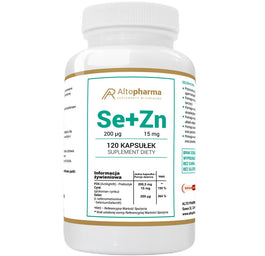 AltoPharma Selen Organiczny 200 µg + Cynk 15 mg + Prebiotyk suplement diety 120 kapsułek