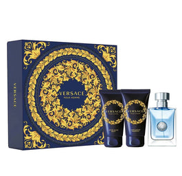 Versace Pour Homme zestaw woda toaletowa spray 50ml + balsam po goleniu 50ml + żel pod prysznic 50ml