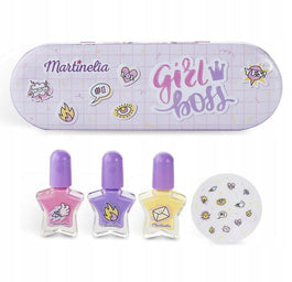 Martinelia Super Girl Nail Polish & Stickers zestaw lakier do paznokci 3szt + naklejki na paznokcie