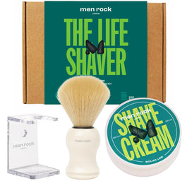 MenRock The Life Shaver Sicilian Lime zestaw krem do golenia 100ml + pędzel do golenia + stojak na pędzel