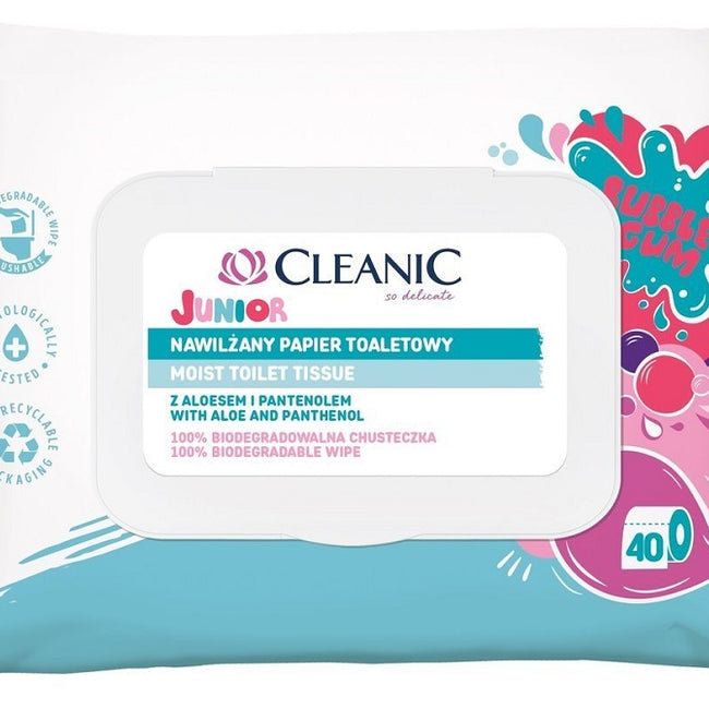 CLEANIC Junior Moist Toilet Tissue nawilżany papier toaletowy Bubble Gum 40szt.