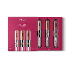 KIKO Milano Unlimited Double Touch Lip Set zestaw do makijażu ust składający się z 3 płynnych pomadek dwuetapowych Nude Attitude