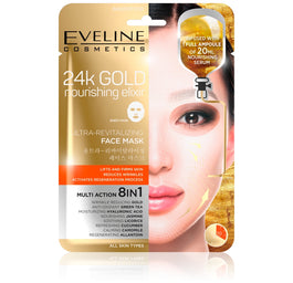 Eveline Cosmetics 24k Gold Nourishing Elixir intensywnie rewitalizująca maska ze złotem na tkaninie 20ml