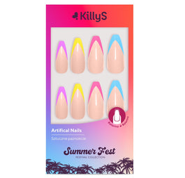 KillyS Summer Fest sztuczne paznokcie Ballerina Rainbow French 24szt,