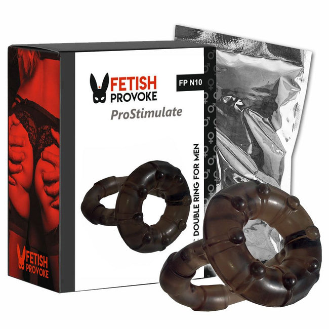 Fetish Provoke ProStimulate podwójny erekcyjny pierścień na penisa i jądra N10