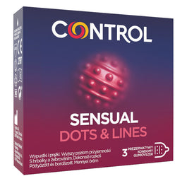 Control Sensual Dots & Lines prezerwatywy prążkowane z wypustkami 3szt.