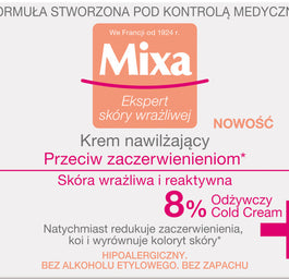 MIXA Krem nawilżający przeciw zaczerwienieniom do skóry wrażliwej i reaktywnej 50ml