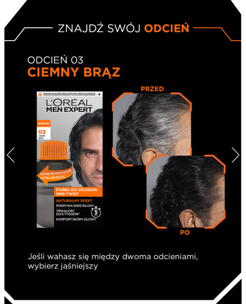 L'Oreal Paris Men Expert One-Twist farba do włosów 03 Ciemny Brąz