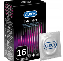 Durex Durex prezerwatywy Intense 16 szt z wypustkami prążkami żel stymulujący