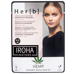 IROHA nature Nourishing & Relaxing Tissue Face Mask intensywnie odżywczo-relaksacyjna maseczka w płachcie do twarzy Cannabis 20g