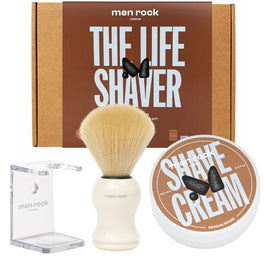 MenRock The Life Shaver Sandalwood zestaw krem do golenia 100ml + pędzel do golenia + stojak na pędzel