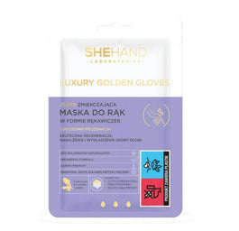 SHEHAND Luxury Golden Gloves złota zmiękczająca maska do rąk w formie rękawiczek 1 para