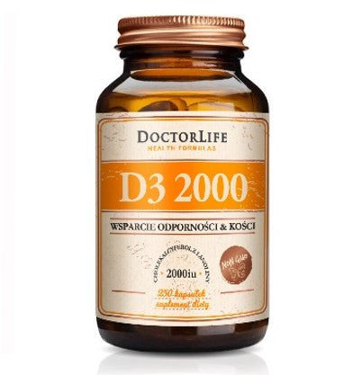 Doctor Life D3 2000 z Lanoliny w oliwie z oliwek suplement diety 250 kapsułek