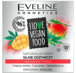 Eveline Cosmetics I Love Vegan Food naturalny krem silnie odżywczy Olej Konopny + Mango 50ml