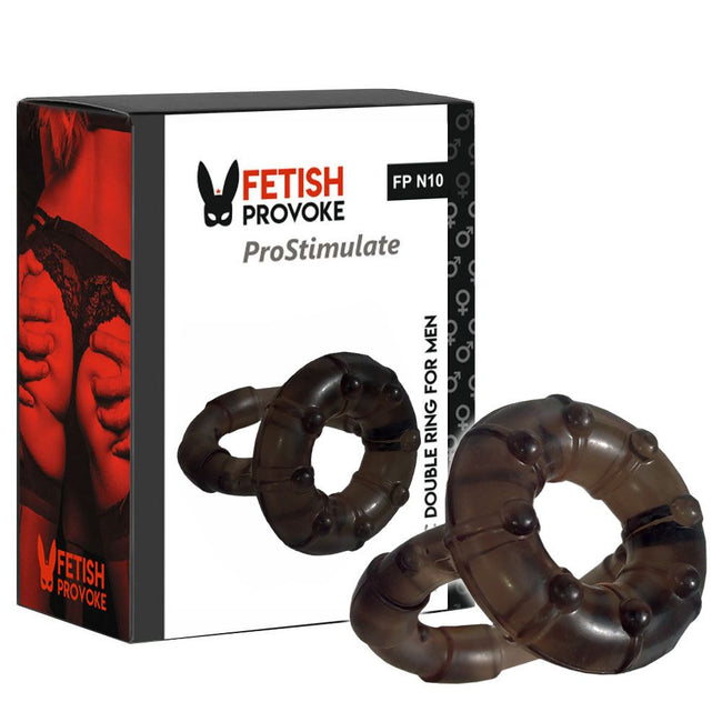 Fetish Provoke ProStimulate podwójny erekcyjny pierścień na penisa i jądra N10