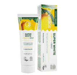 Nordics Super White Organic Toothpaste pasta do zębów z fluorem Lemon + Mint 75ml