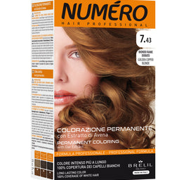 NUMERO Permanent Coloring farba do włosów 7.43 Golden Copper Blonde 140ml