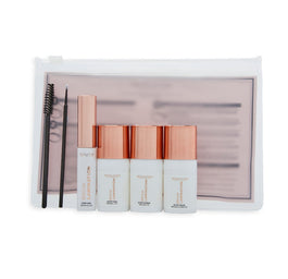 Makeup Revolution Zestaw Brow Lamination Set Brow Glue klej do brwi 4ml + Brow Lift krem do brwi 5ml + Brow Fix utrwalacz do brwi 5ml + Brow Hydrate nawilżacz do brwi 5ml + Brush pędzelek x2