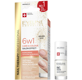 Eveline Cosmetics Therapy Professional skoncentrowana odżywka do paznokci nadająca kolor 6w1 Golden Glow 5ml
