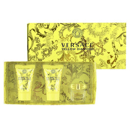 Versace Yellow Diamond zestaw woda toaletowa miniatura 5ml + balsam do ciała 25ml + żel pod prysznic 25ml