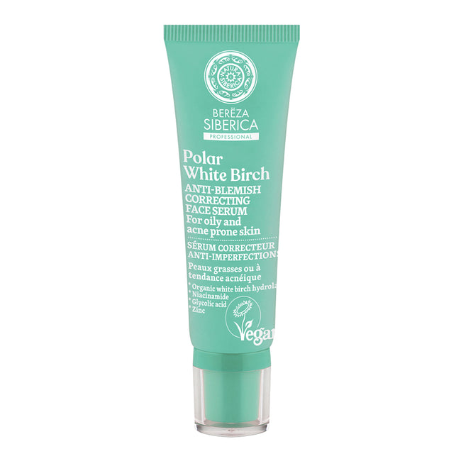Natura Siberica Bereza Siberica wegańskie serum do twarzy przeciwdziałające niedoskonałościom do skóry tłustej oraz z tendencją do powstawania trądziku 30ml