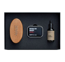 Zew For Men Prosty Drwal zestaw olejek do brody 30ml + mydło do brody 85ml + mydelniczka + szczotka do brody