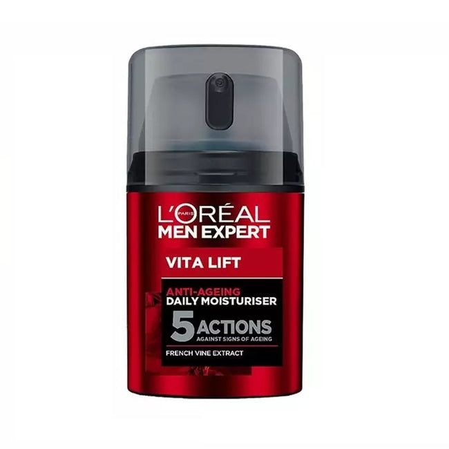 L'Oreal Paris Men Expert Vita Lift zestaw krem nawilżający przeciw oznakom starzenia 50ml + krem pod oczy przeciw oznakom starzenia 15ml + Carbon Protect antyperspirant w kulce 50ml