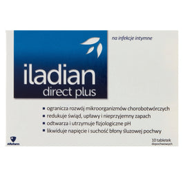 Iladian Direct Plus tabletki dopochwowe łagodzące objawy infekcji intymnych 10 tabletek