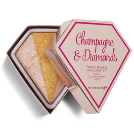 Makeup Revolution I Heart Revolution Diamond Triple Baked Highlighter wypiekany rozświetlacz Champagne & Diamonds 10g